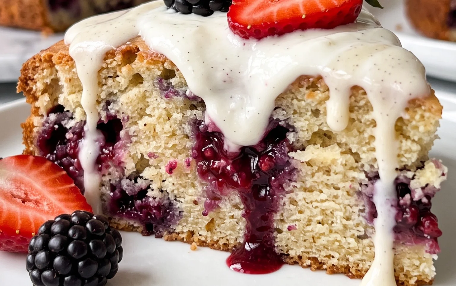 Blackberry Cake with Greek Yogurt and Vanilla