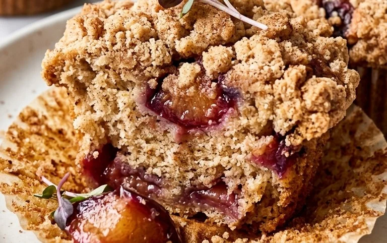 Pflaumen Muffins mit Streuseln und Zimt