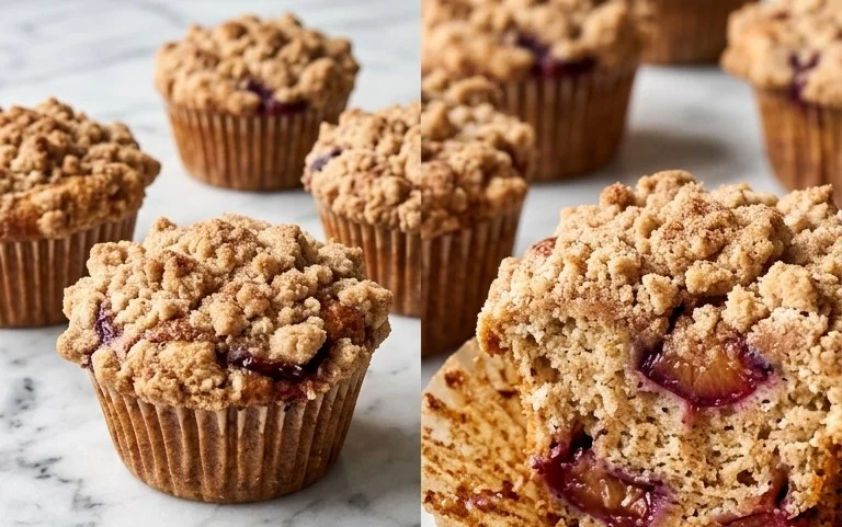 Luftige Pflaumenmuffins mit Zimtstreuseln: Herbstgenuss