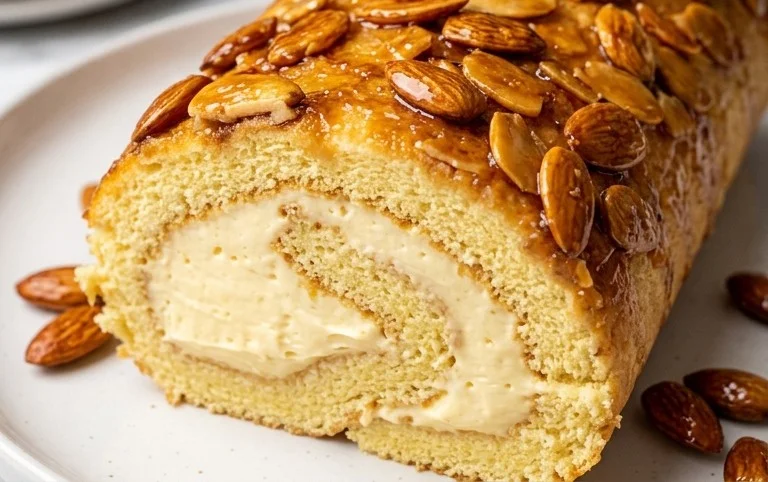 Leckere Bienenstich-Biskuitrolle