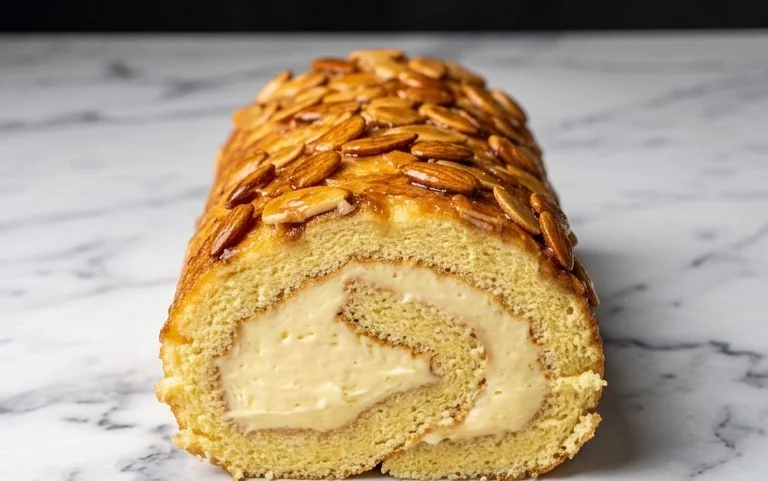 Saftige Bienenstich-Biskuitrolle: Cremig & Knusprig